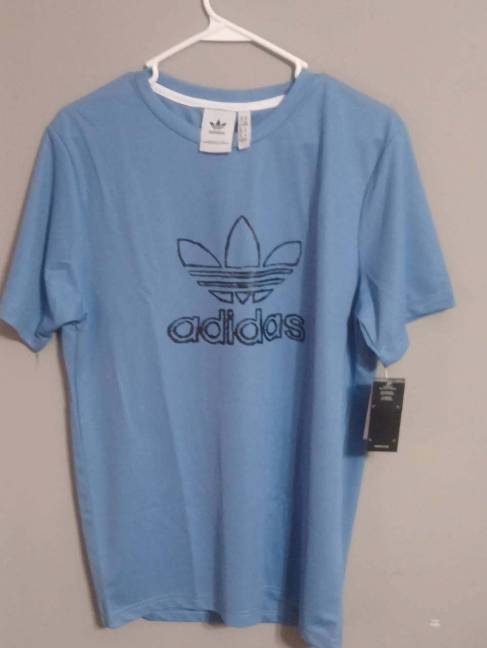 adidas Light Blue Trefoil Outline Short Sleeve Tee